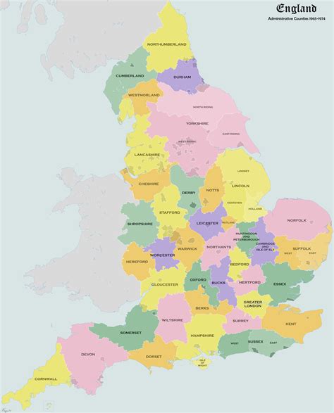england map with county borders